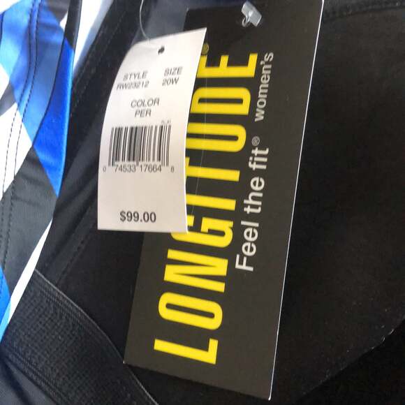 NWT Longitude Woman Halterneck swimsuit ib blue & white size 20 W - Picture 11 of 11
